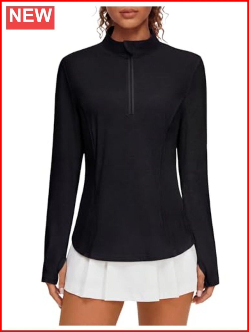 Women's Quarter Zip Pullover Long Sleeve Workout Golf Shirt Thumb Holes Zip